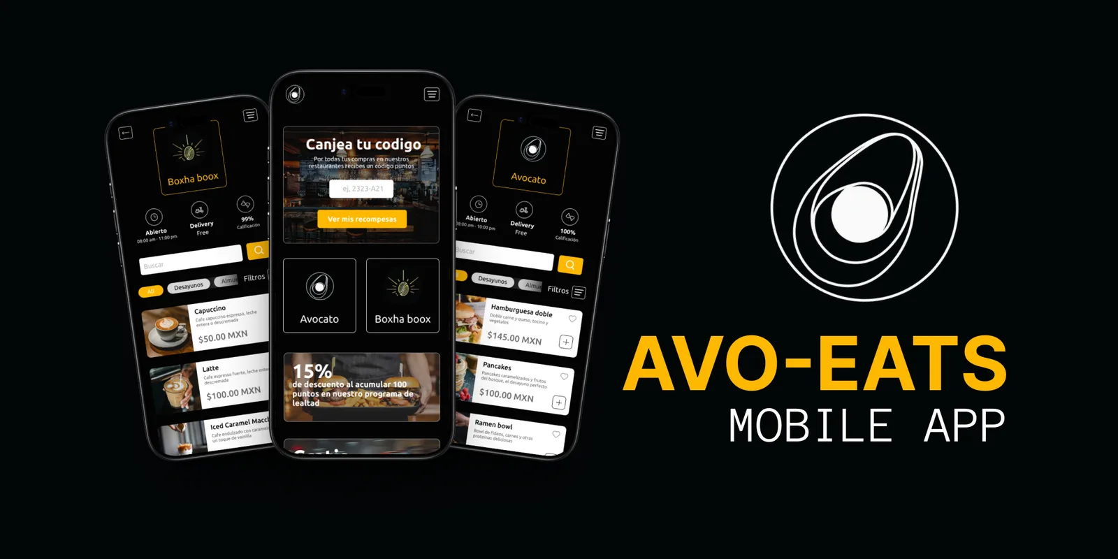 Portada del diseño de la app AVO EATS