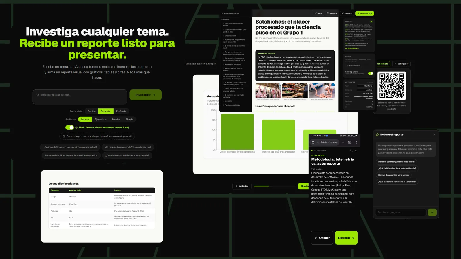 Interfaz de Research Program generando un reporte